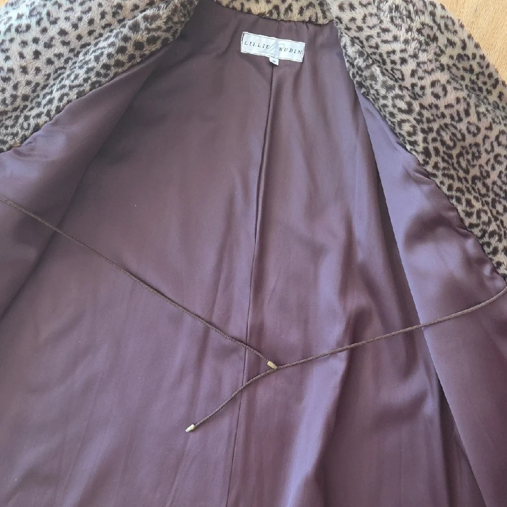 Vintage Lillie Rubin Animal Print Teddy Jacket A Line Swing Coat - Picture 4 of 7